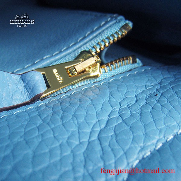 Hermes Kelly 32cm Togo Leather Bag Light Blue 6108 Gold Hardware